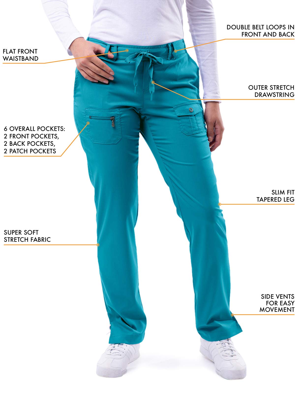 Adar Pro Breakthrough Plus Scrub Set for Women - Enhanced V-Neck Top & Multi-Pocket Pants - Petite/Tall Sizes - Perfect for Nursing, Medical Work & Healthcare Professionals