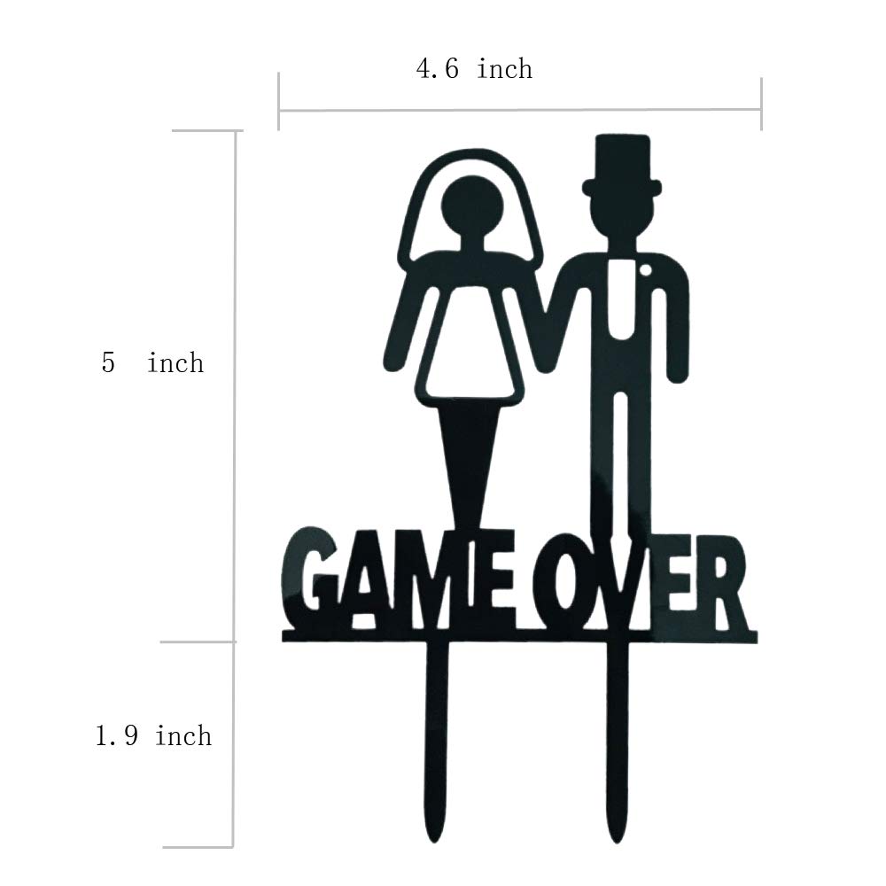 Funny Wedding Cake Topper - GAME OVER Bride & Groom Topper for Wedding Party Decorations | Perfect for Anniversary, Bachelorette & Reception Cakes