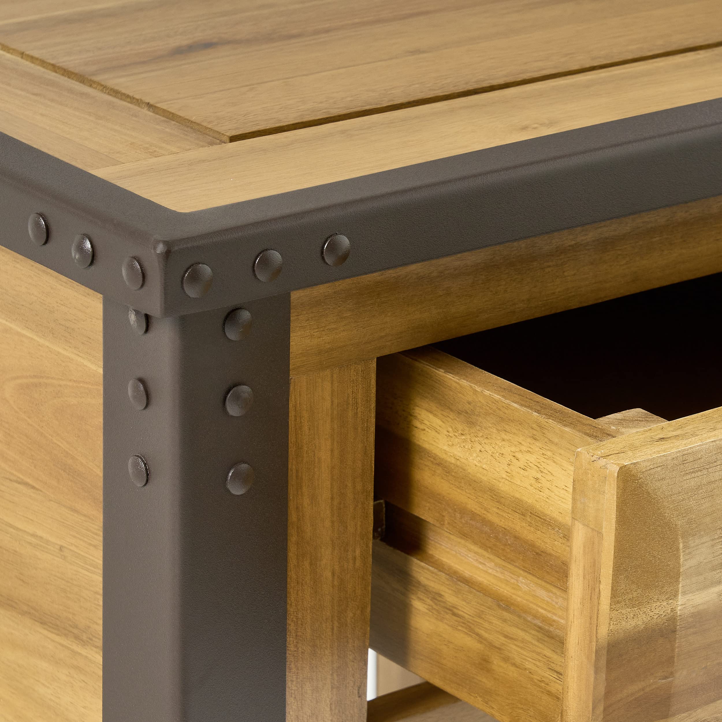 Christopher Knight Home Luna Acacia Wood One Drawer End Table, Natural Stain - Stylish Nightstand for Bedroom, Living Room & Office Furniture
