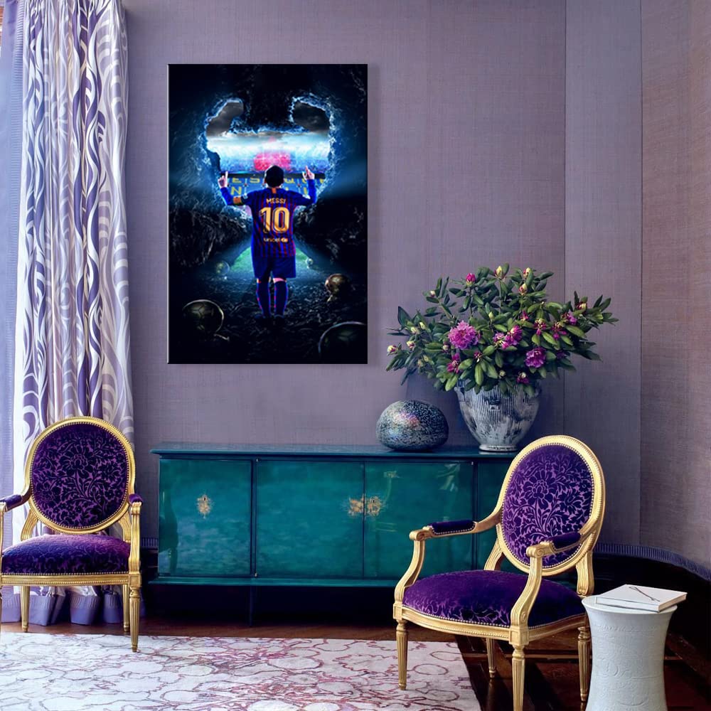 Lionel Messi Motivational Soccer Poster - Premium Canvas Wall Art for Boys Bedroom, Living Room & Sports Fans - Perfect Football Themed Decor & Gift for Soccer Lovers - Great for Game Rooms, Teen Bedrooms & Man Caves