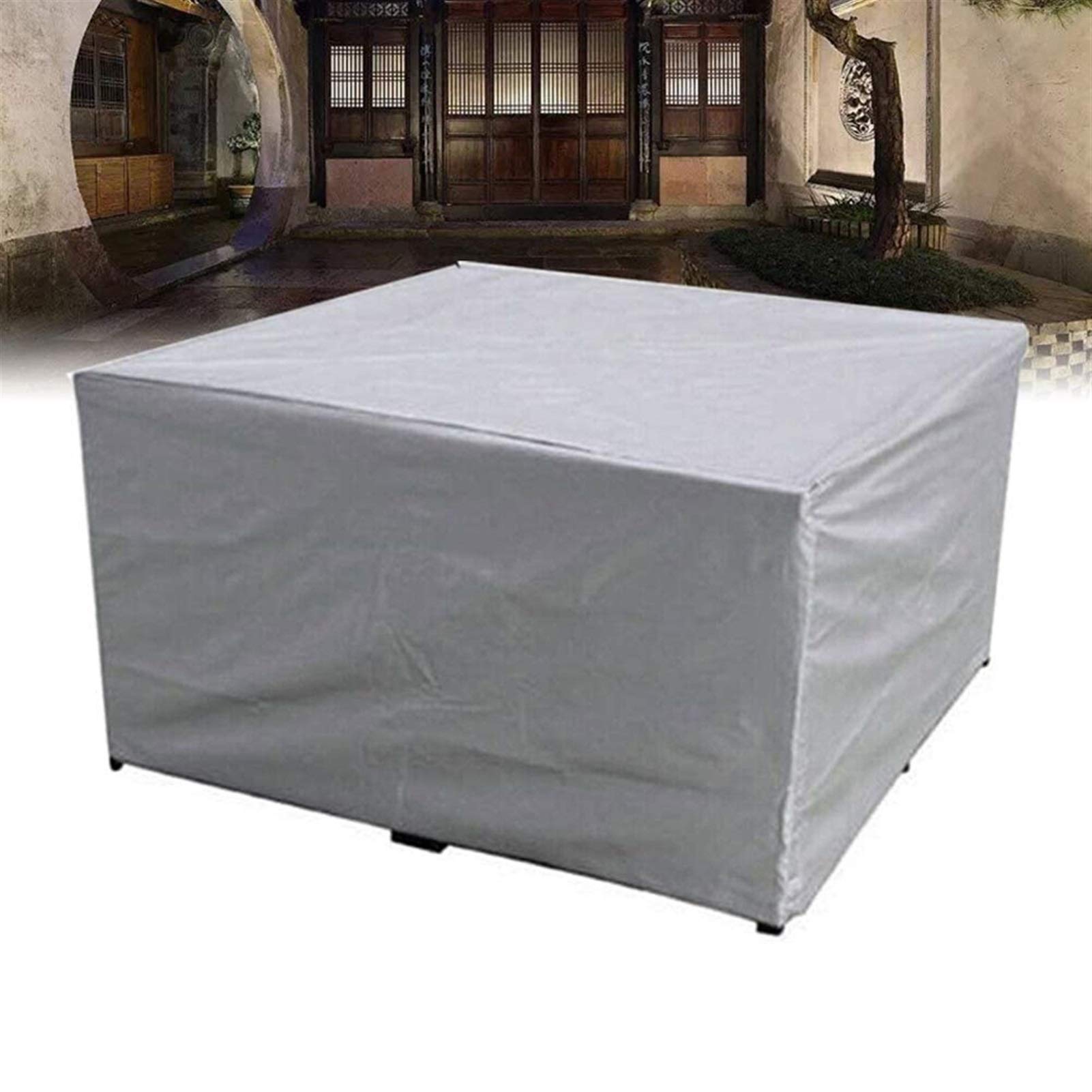 **Waterproof UV-Resistant Outdoor Patio Furniture Cover - Silver (152×104×71cm) for Garden Table & Chairs - Windproof Protection for Patio, Deck, and Backyard Use**