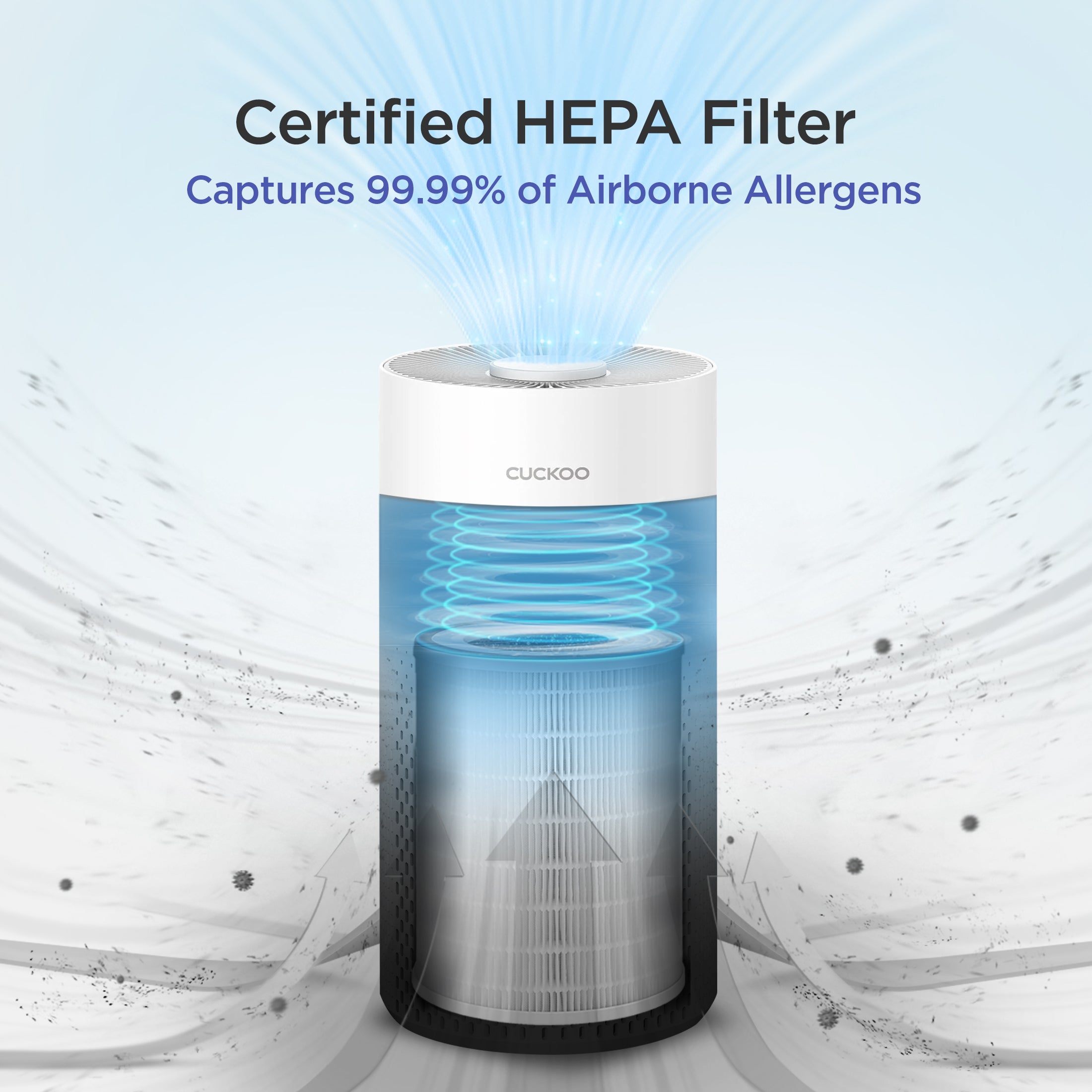 3 in 1 H13 True HEPA Air Purifier with Extra Filter - Removes 99.97% of Dust, Pollen & Pet Dander - Ideal for Home, Office & Nursery (CAC I0510FW Bundle)