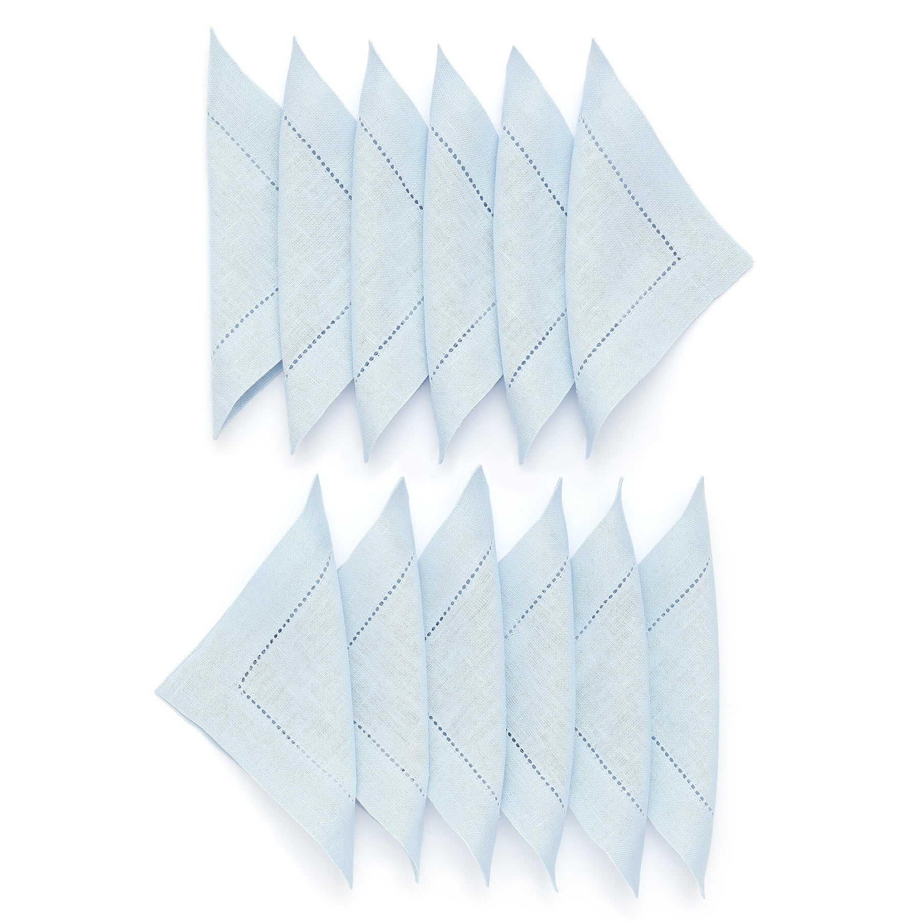 Premium Classic Hemstitch Cocktail Napkins - Set of 12 White Linen Napkins for Parties, Weddings & Formal Dining - Elegant Drink Coasters for Home Bar & Dinner Table Decor