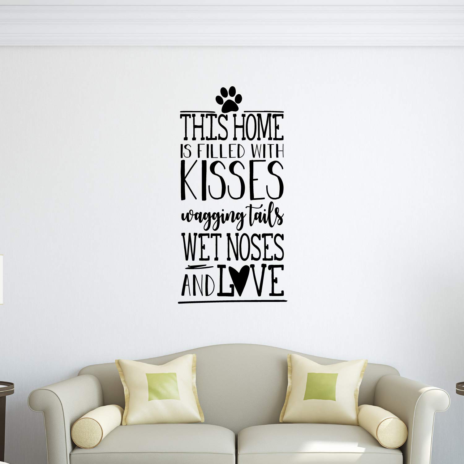 Dog Lover Gifts - Vinyl Wall Decal for Home Decor, Veterinary Clinic & Front Door - 'This Home is Filled with Kisses & Wagging Tails' - Perfect for Pet Owners, Dog Daycare & Animal Shelter Decorations