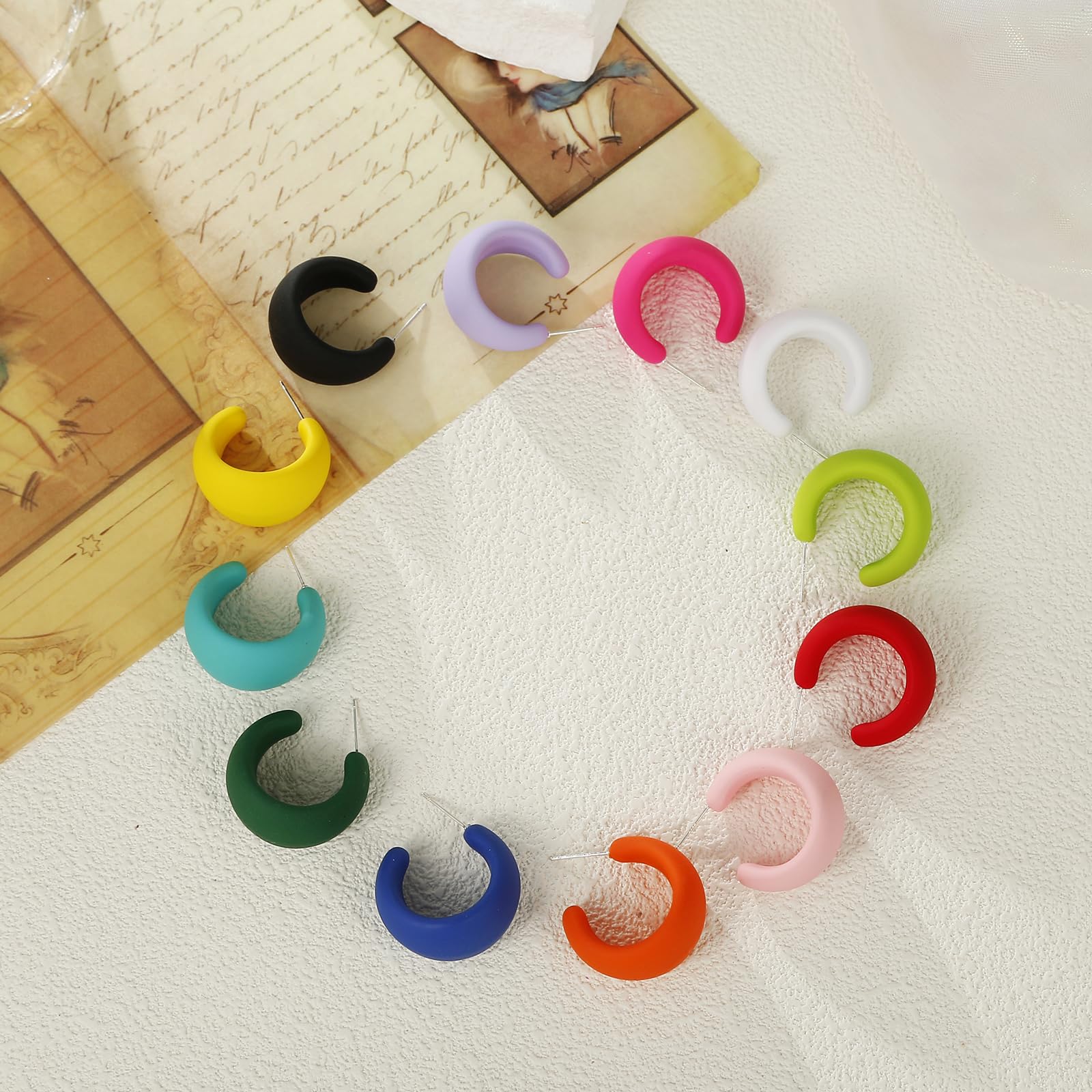 Lightweight Acrylic Small Round Hoop Earrings for Women - Candy Color Open Hoop Earrings | Perfect for Everyday Wear, Parties & Gifts