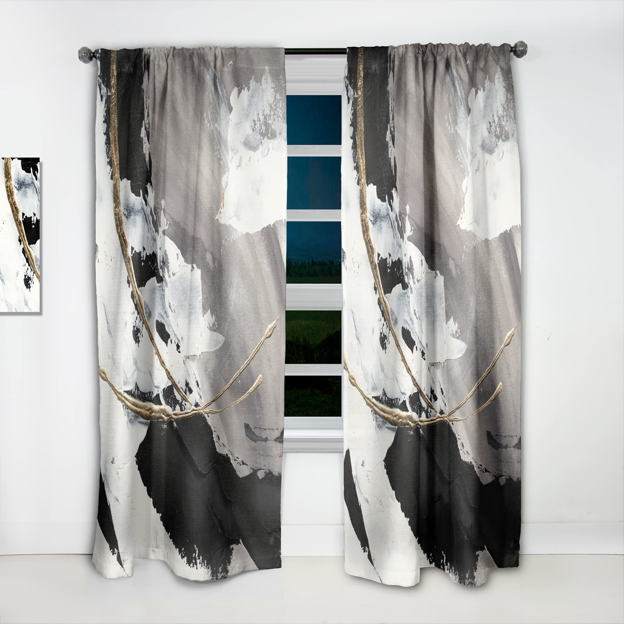 Glam Painted Arcs II Thermal Insulated Curtains - Single Panel 52x95 Inches - Blackout Drapes for Bedroom & Living Room - Elegant Home Decor for Windows, Perfect for Privacy & Light Control