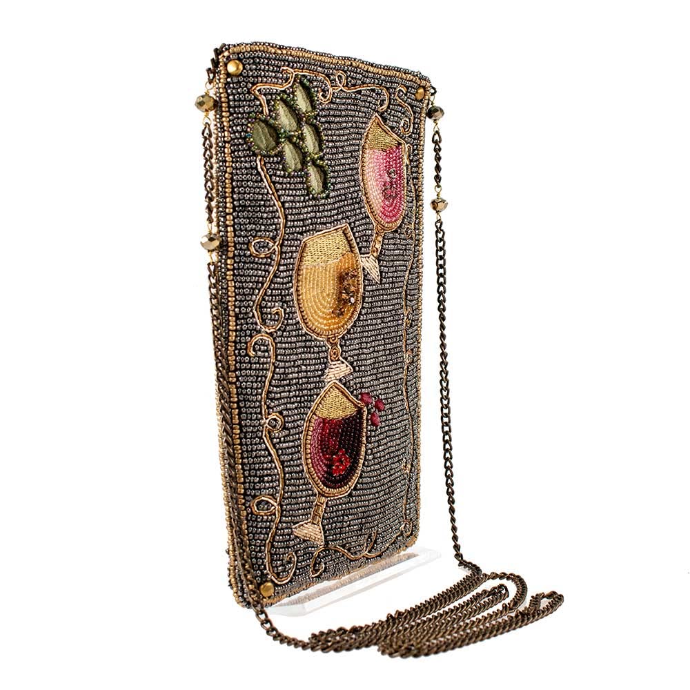 Mary Frances Beaded Crossbody Phone Bag for Women - Elegant Wine Pairing Design, Multi-Color - Perfect for Parties, Weddings & Date Nights