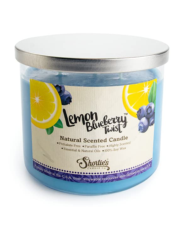Lemon Blueberry Twist Highly Scented Natural 3-Wick Soy Candle - Essential Fragrance Oils, Phthalate & Paraben Free, Clean Burning, 14.5 Oz - Perfect for Home, Office, Spa & Relaxation