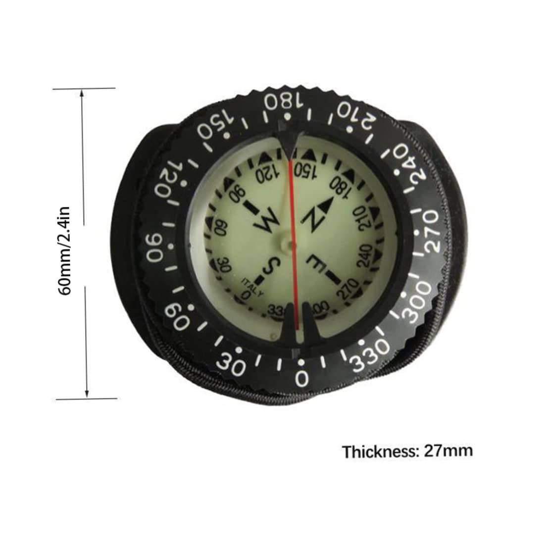 1PC Professional Scuba Diving Wrist Compass - Waterproof Underwater Navigation Compass with Adjustable Bungee Strap for Scuba Diving, Snorkeling & Marine Exploration