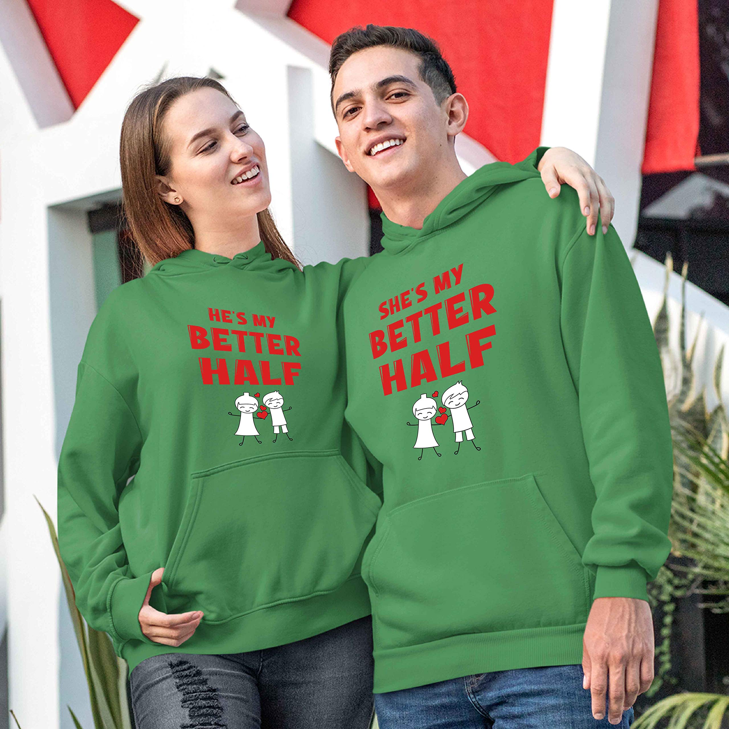Unisex Couple Hoodies - He She Is My Better Half Matching Sweatshirts for Couples | Perfect for Anniversaries, Date Nights & Romantic Gifts