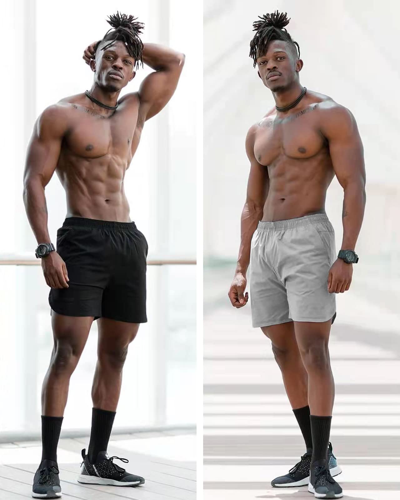 CANGHPGIN 2 Pack Men's 7'' Running Shorts - Quick Dry Athletic Gym Shorts with Pockets for Workout, Jogging & Training | Lightweight & Breathable for Sports & Outdoor Activities