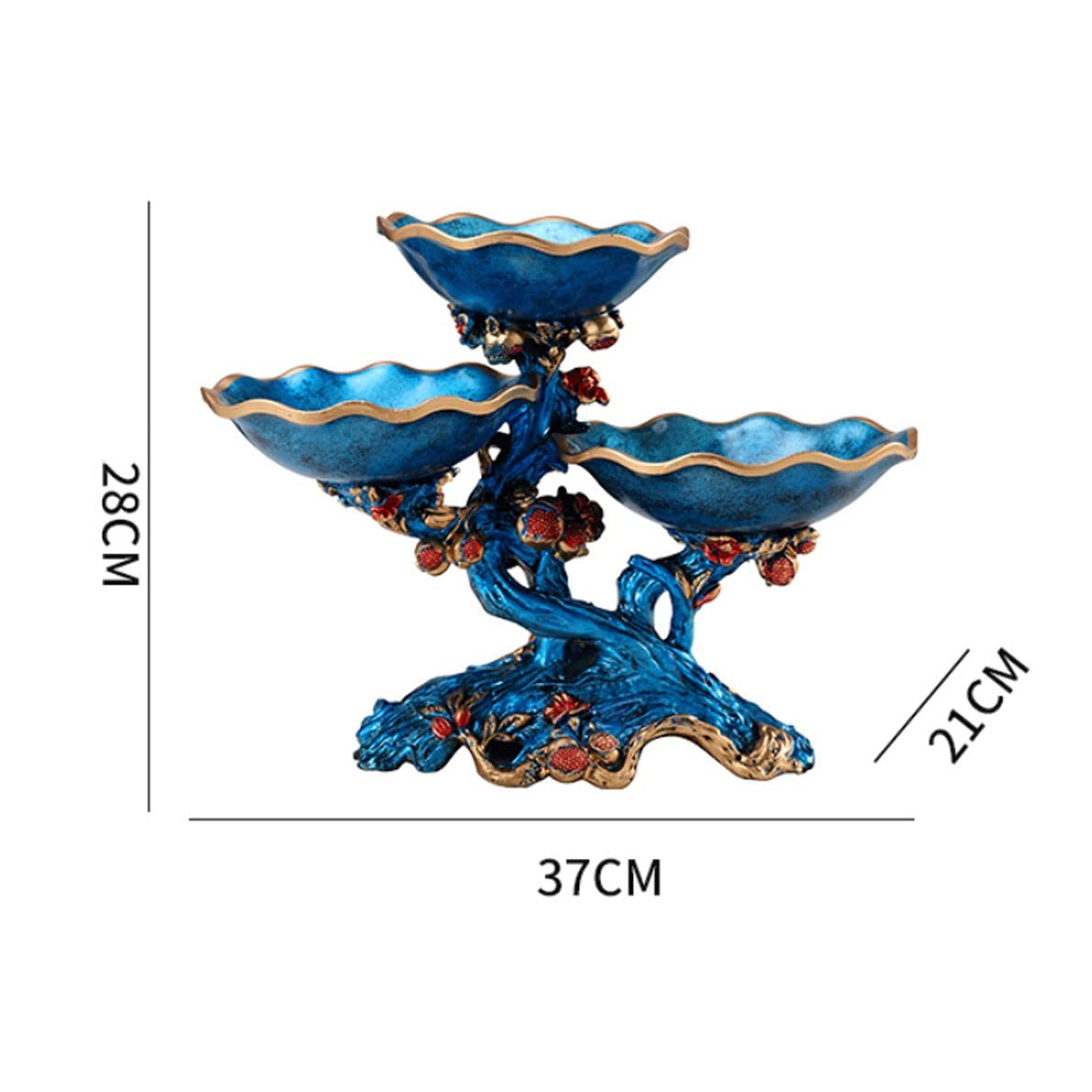 3-Layer Blue Resin Fruit Bowl - Elegant Table Centerpiece for Snacks & Decor