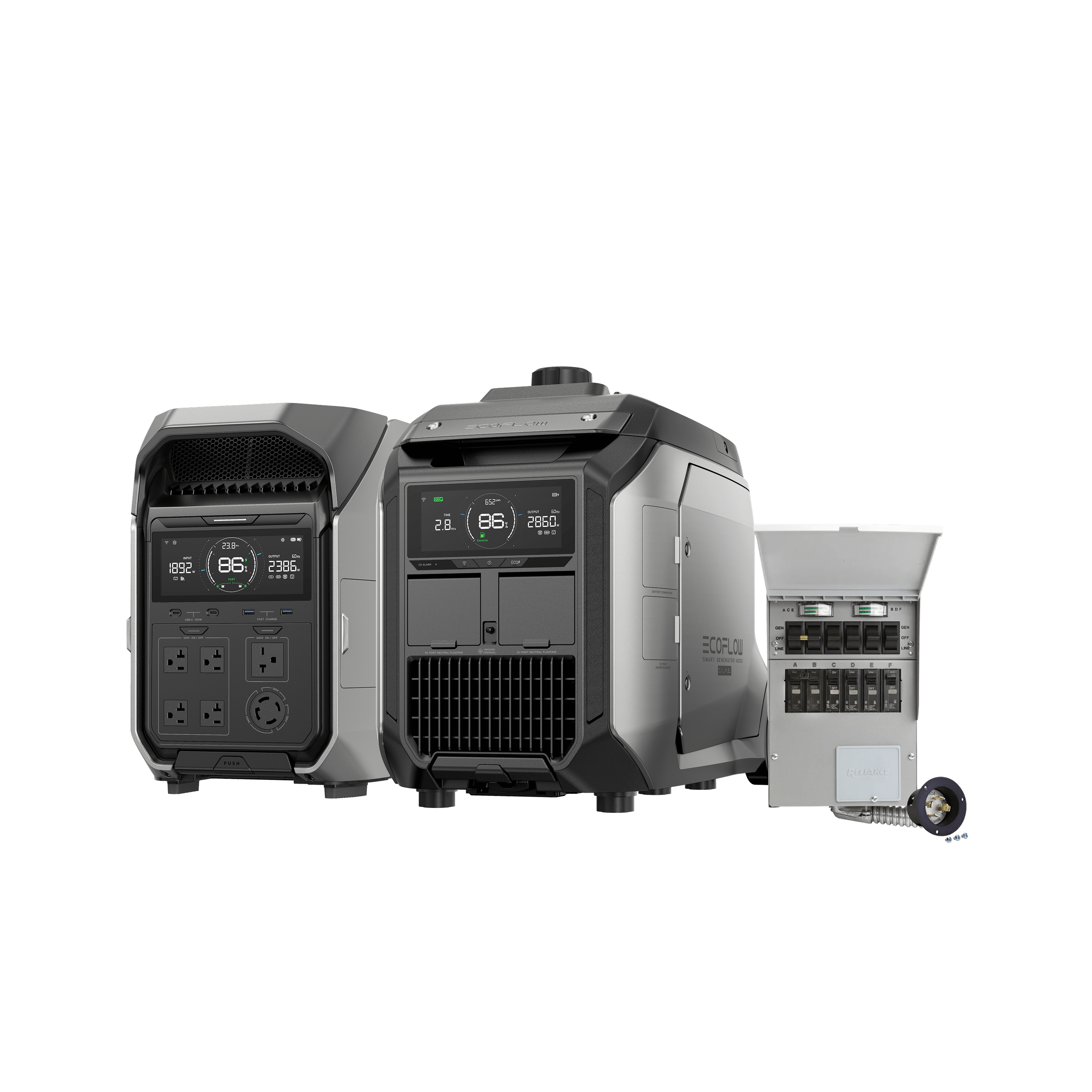 EcoFlow DELTA Pro 3 Portable Power Station with Smart Generator 4000 & Transfer Switch - Home Backup, Outdoor Camping, RV Travel, Emergency Power Supply