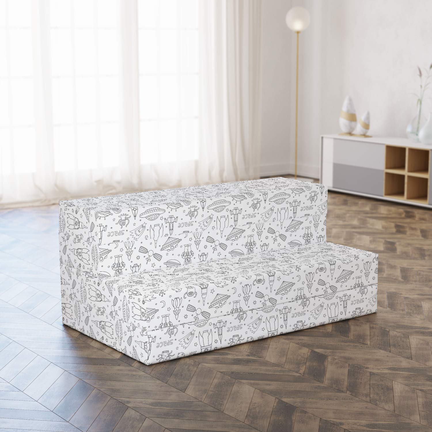 Ambesonne Alien Print Foldable Mattress - Monochrome Space Theme, 78.7