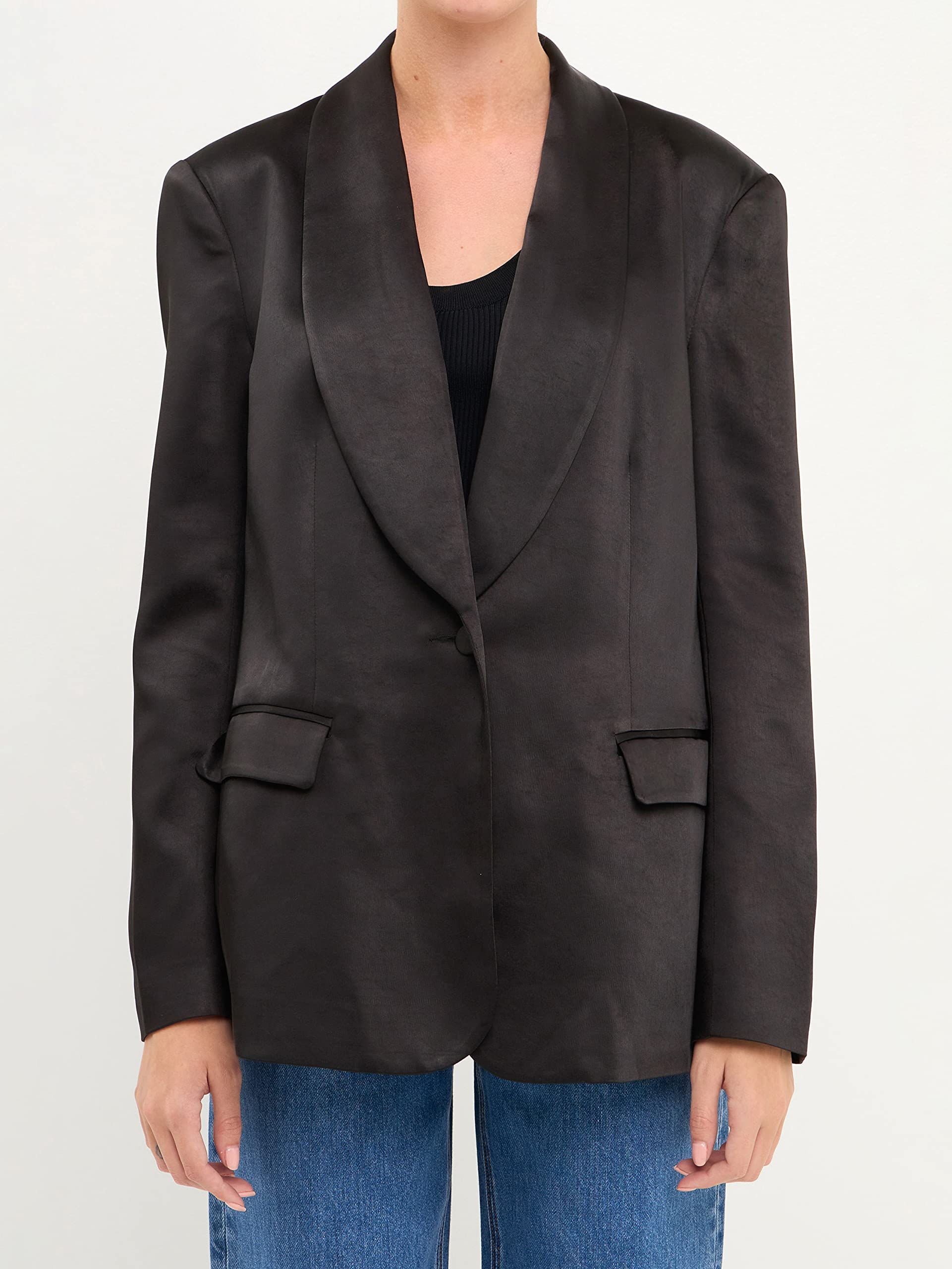Endless Rose Women's Satin Blazer - Elegant Formal Jacket for Office, Wedding & Evening Events | Plus Size & Petite Options Available