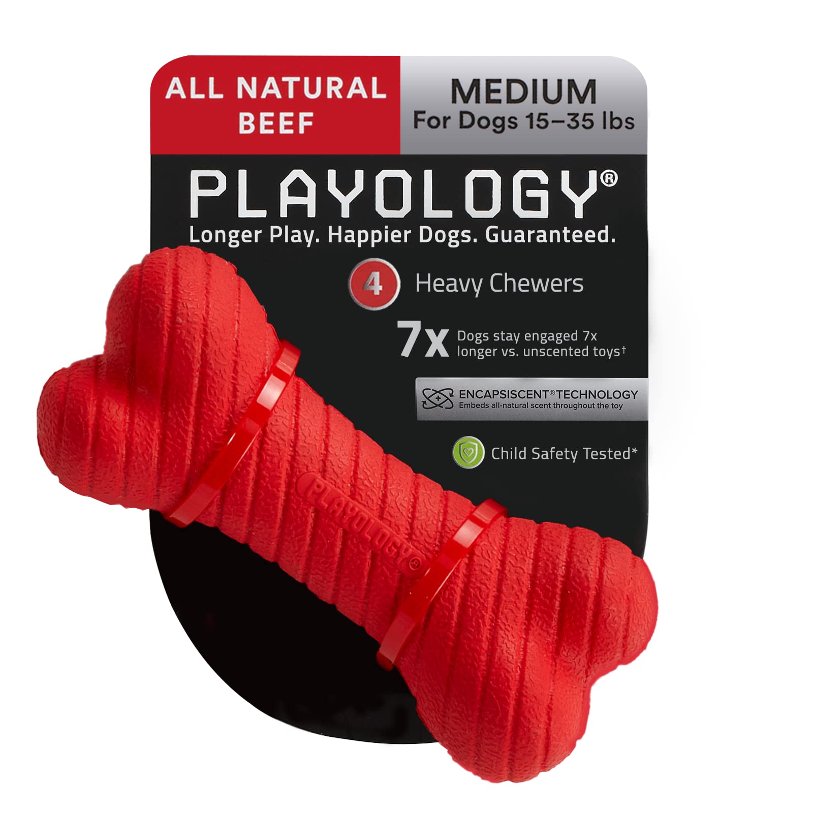 Playology Dual Layer Scented Dog Chew Toy - All-Natural, Non-Toxic Interactive Toy for Small, Medium & Large Breed Dogs - Durable Teething Puppy Toy for Indoor & Outdoor Play