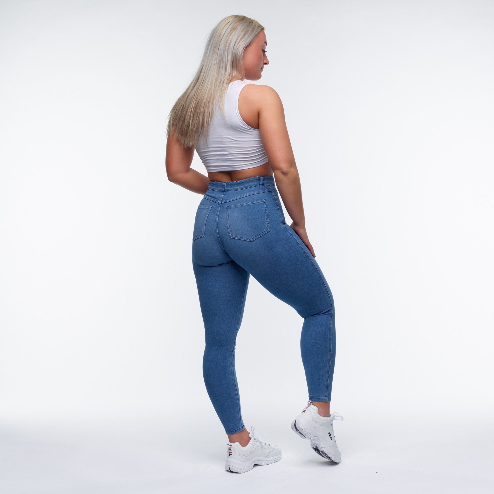 Best High Waisted Light Blue Jeans for Women - Comfortable Stretch Denim Skinny Jeans | Perfect for Casual Wear, Office & Date Night Outfits