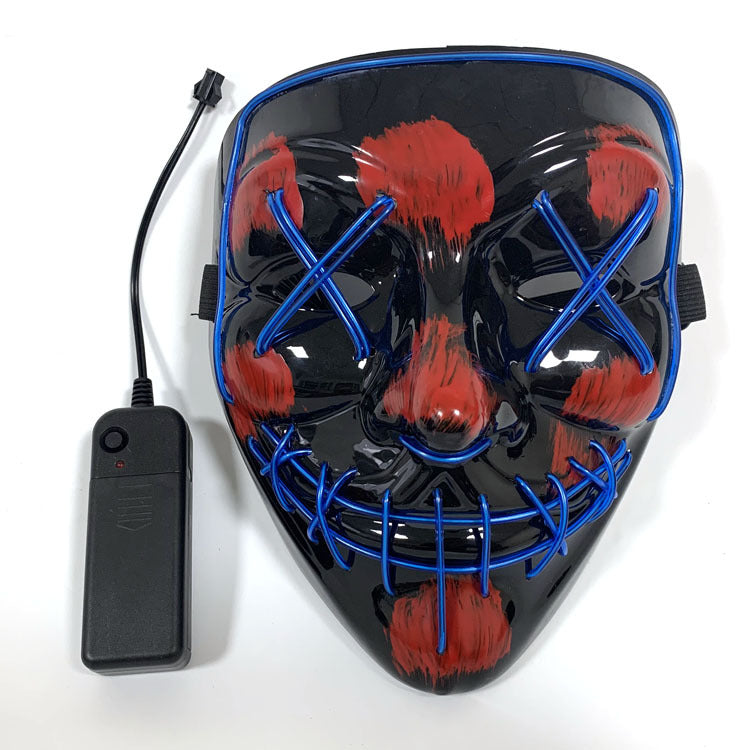 Glow in The Dark Halloween LED Light Up Mask - Scary Glowing Face Cover for Costume Parties & Trick or Treating