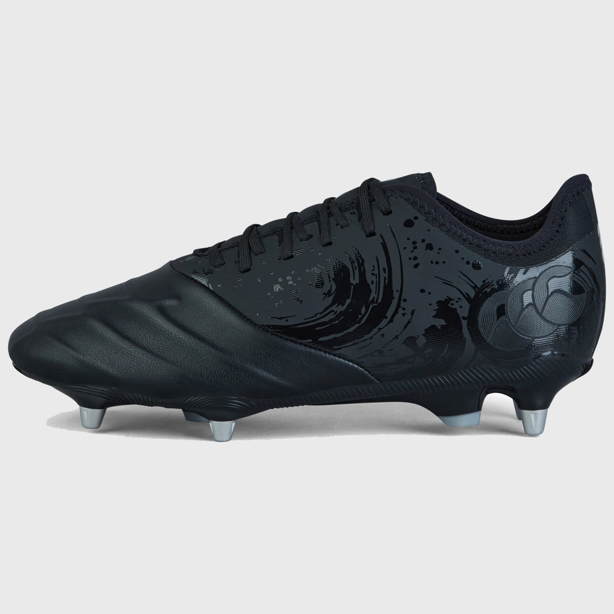 Canterbury Phoenix Genesis Pro SG Rugby Boots for Men - Black/Silver - High-Performance Rugby Cleats for Firm Ground - Perfect for Rugby Matches, Training & Outdoor Sports