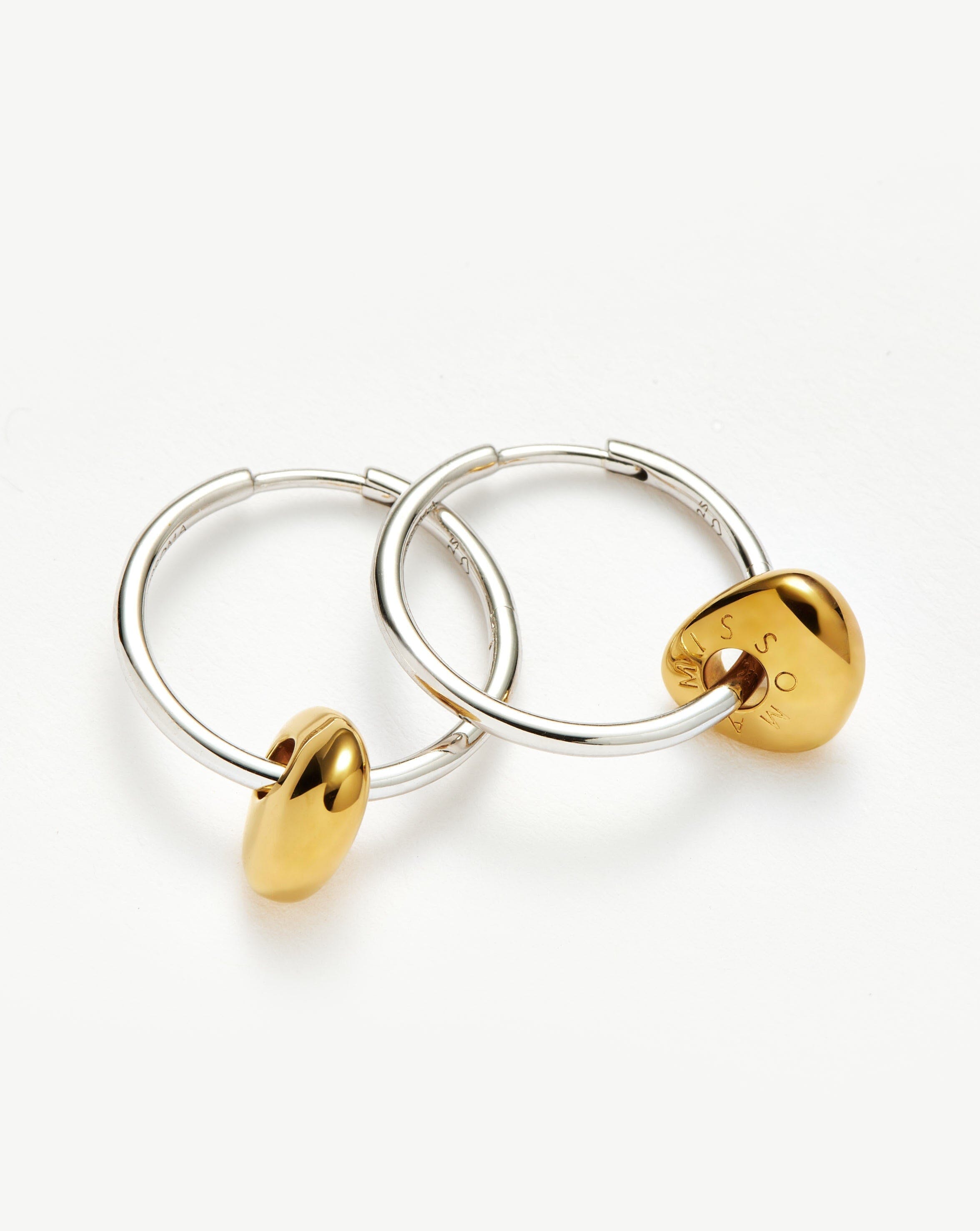 Abacus Nugget Small Charm Hoop Earrings - 18k Recycled Gold Vermeil & Rhodium Plated Sterling Silver | Minimalist Everyday Jewelry for Women, Perfect Gift for Birthdays & Anniversaries