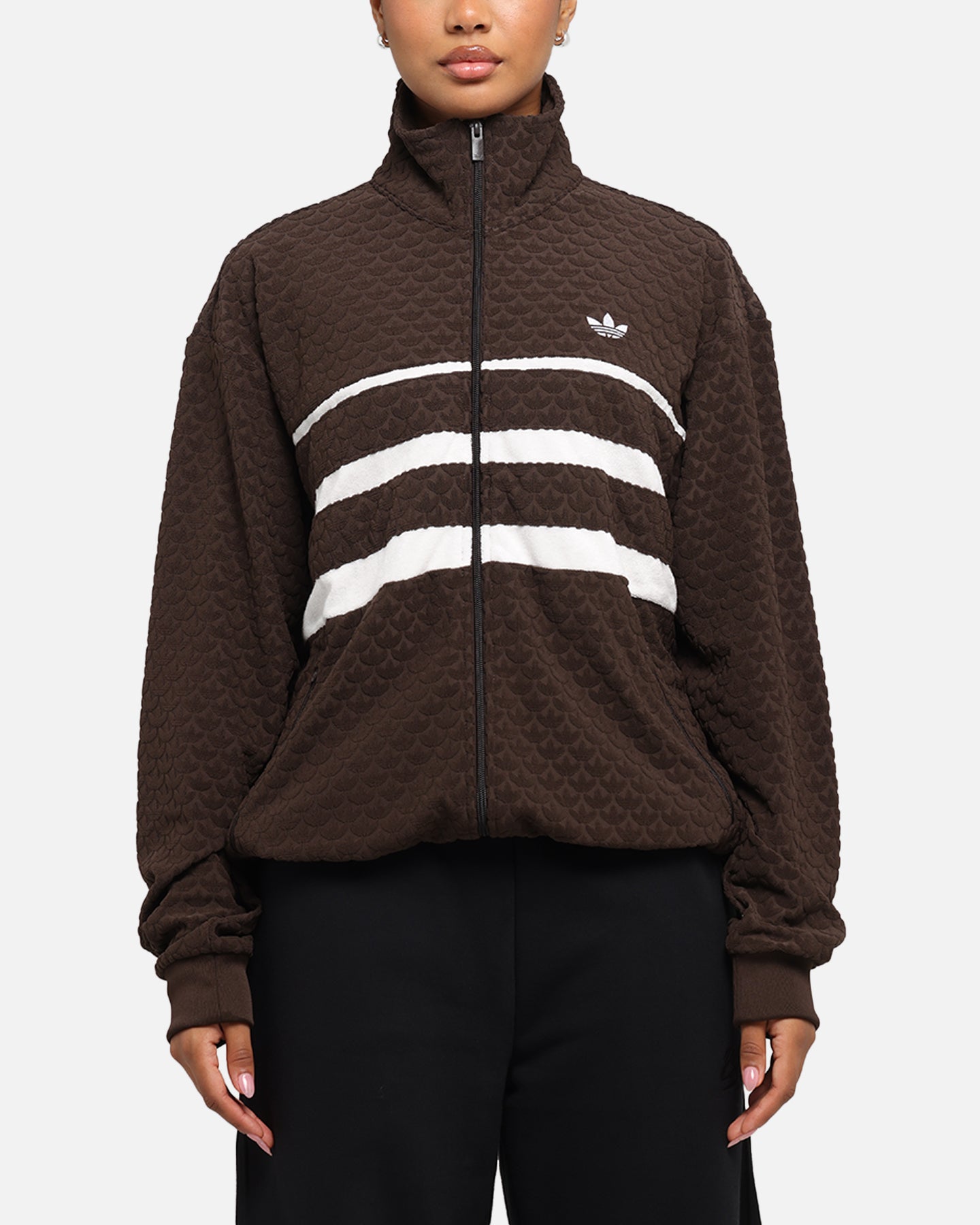 Adidas Monogram Track Top Jacket for Men - Dark Brown Athletic Running Hoodie | Gym Workout & Streetwear Fashion