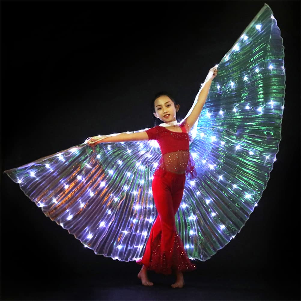 LED Belly Dance Wings - Light Up Butterfly Costume Accessories with Telescopic Stick & Adjustable Switch for Stage Shows, Halloween, Christmas, Graduation Parties | Perfect for Dance Performances, Cosplay, and Nighttime Events