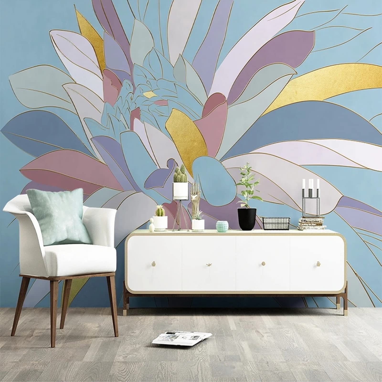 3D Floral Wall Mural Sticker - Colorful Petals Home Decor for Living Room, Bedroom & Office | Easy to Clean & Wrinkle-Free | 169.3x118.2 inches (WxH) | Perfect for Sofa Background, Shelves & Accent Walls