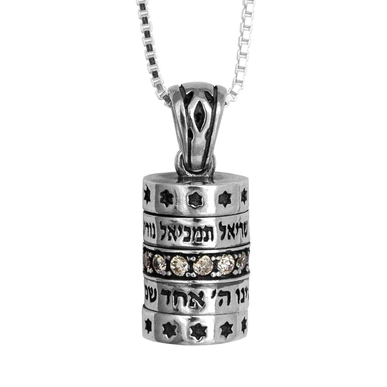 Kabbalah Pendant Mezuzah with Names of Angels & Shema Israel Prayer - 925 Sterling Silver Jewelry for Protection & Spiritual Blessing - Perfect for Jewish Holidays, Gifts, and Daily Wear