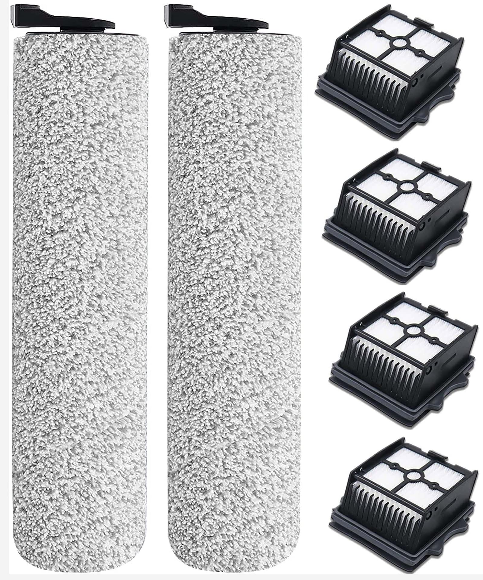 Dentego Replacement Brush Rollers & Filters for iFloor 3 & iFloor One S3 Cordless Wet Dry Vacuum Cleaner - 2 Pack Brush Rollers + 4 Pack Filters - Perfect for Hardwood Floors, Carpets & Pet Hair Cleaning