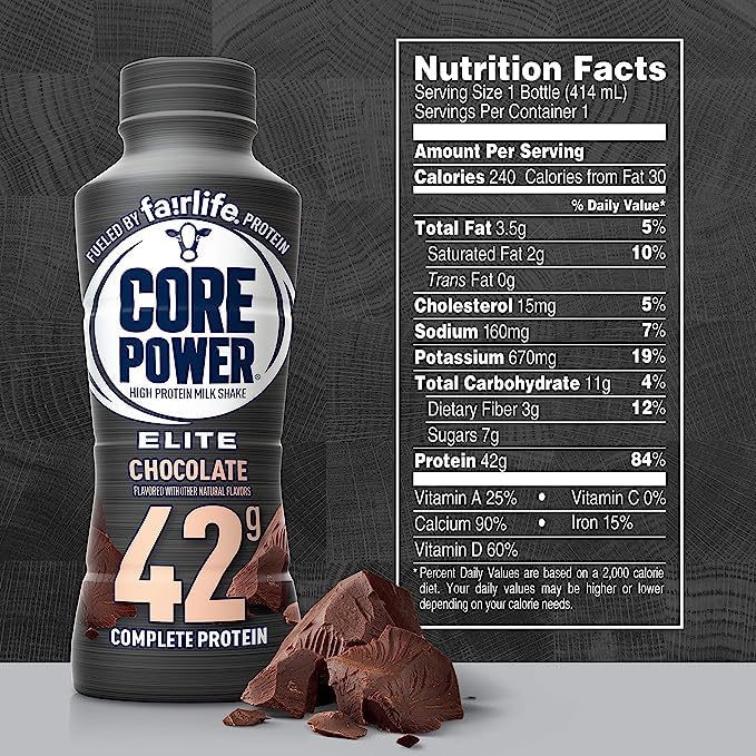 Fairlife Core Power Elite 42g High Protein Milk Shakes - Ready to Drink Chocolate Protein Shake for Workout Recovery, Post-Exercise Nutrition & Muscle Growth - 14 Fl Oz (Pack of 12) - Perfect for Gym, Sports & Active Lifestyle