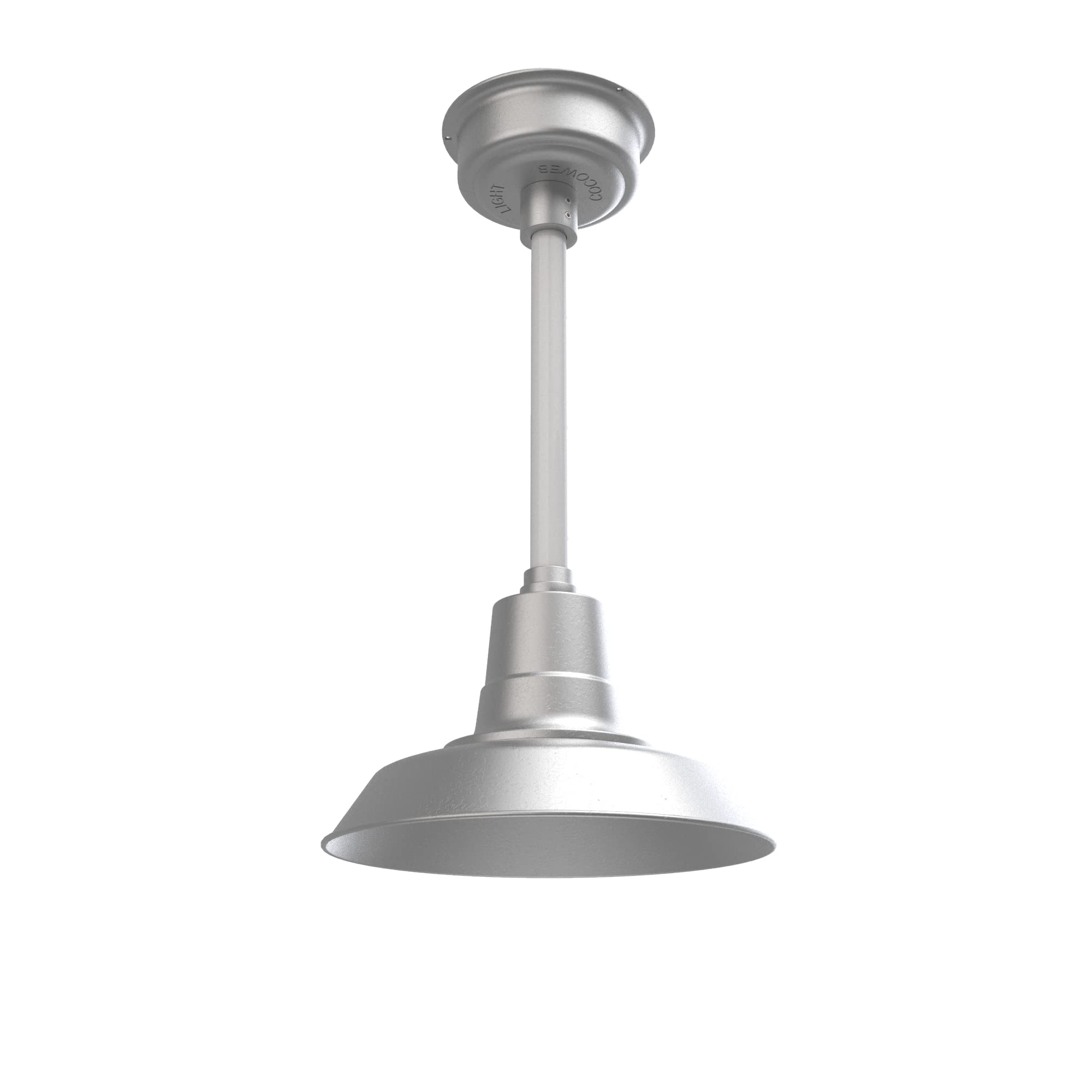 Cocoweb 12 Inch Vintage LED Pendant Barn Light - Galvanized Silver Finish with White Down Rod - Perfect for Farmhouse, Kitchen Island & Industrial Style Lighting