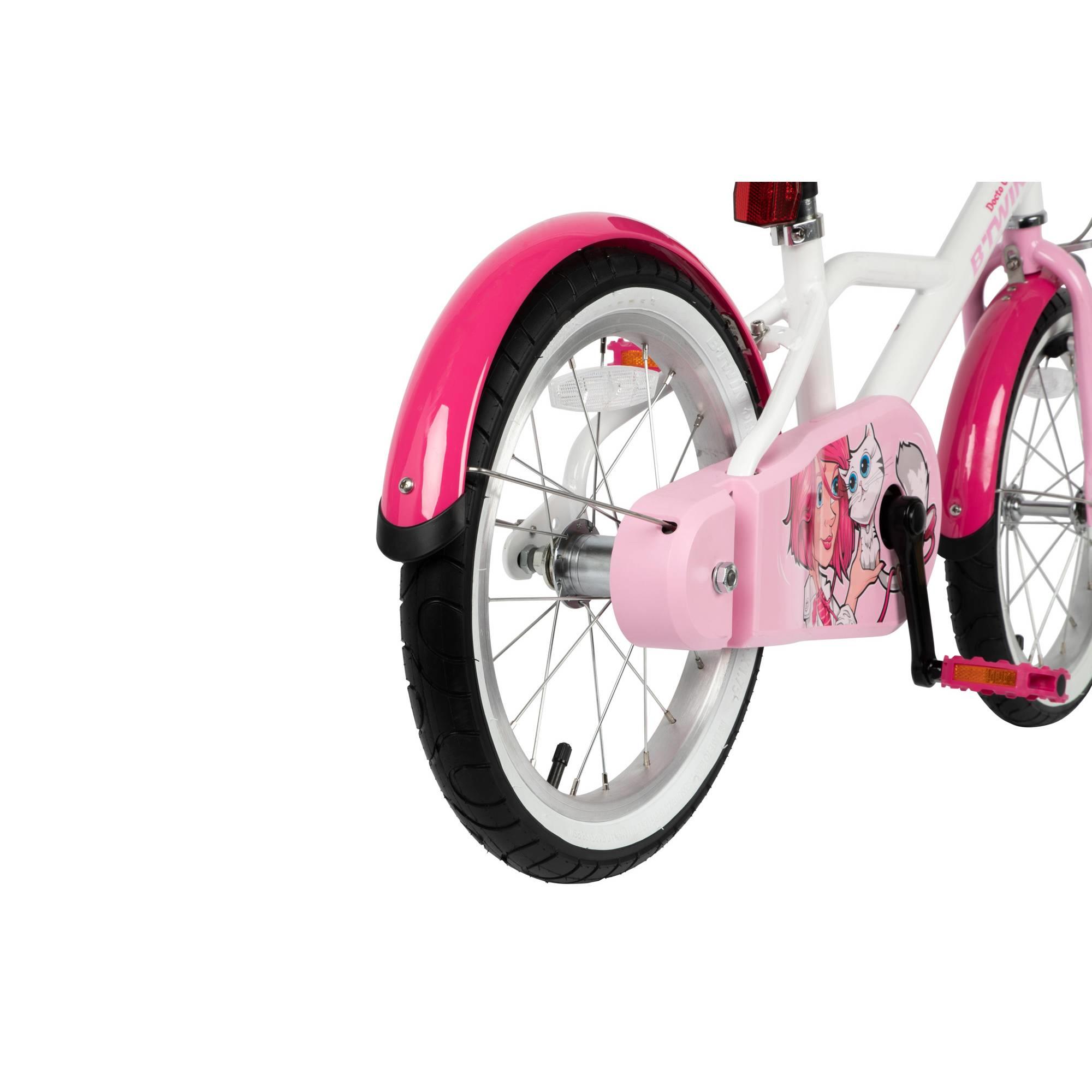 Btwin HYC500 Girls' Hybrid Bike 16 Inch for Kids Age 3-7 to 4-0 | Perfect for Neighborhood Rides, Park Adventures & Learning to Cycle