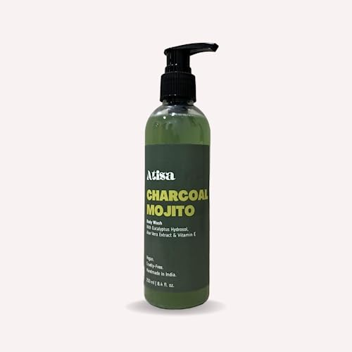 Atisa Charcoal Mojito Body Wash - Deep Cleansing & Detoxifying Shower Gel for Men & Women - Refreshing Mint & Lime Scent - Perfect for Post-Workout & Morning Shower Routine