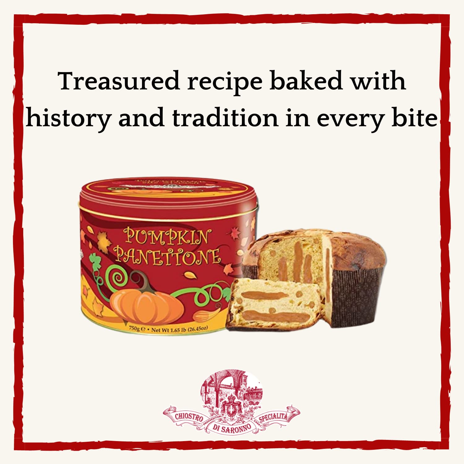 Authentic Italian Chiostro di Saronno Panettone with Sweet Pumpkin Spice Cream Filling | Holiday Gift Tin | Perfect for Christmas Desserts & Gourmet Breakfast