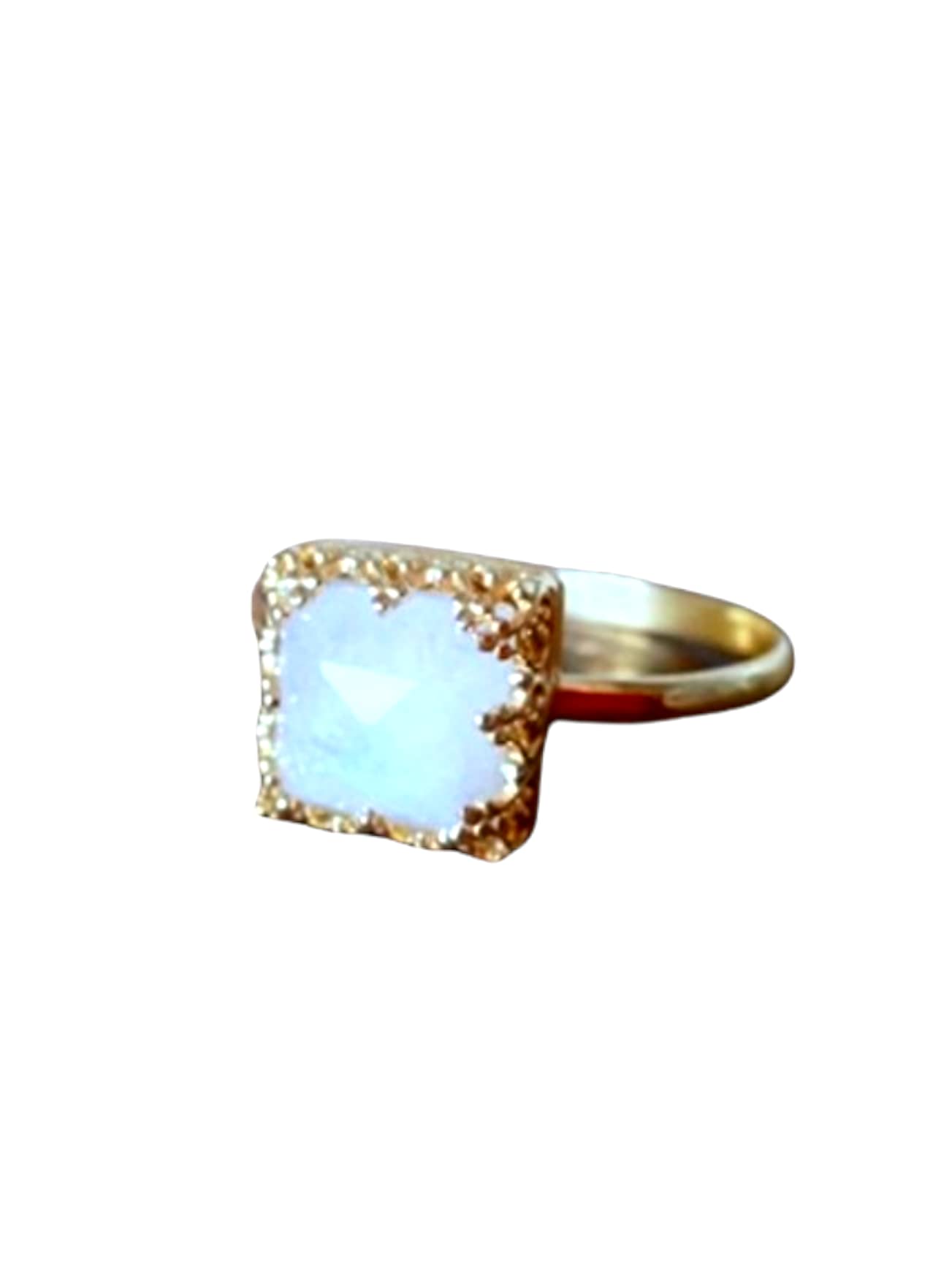 Genuine Moonstone Square Ring - June Birthstone Stacking Ring with Rainbow Colors & Bezel Setting in Gold - Perfect for Daily Wear, Gift Giving & Special Occasions