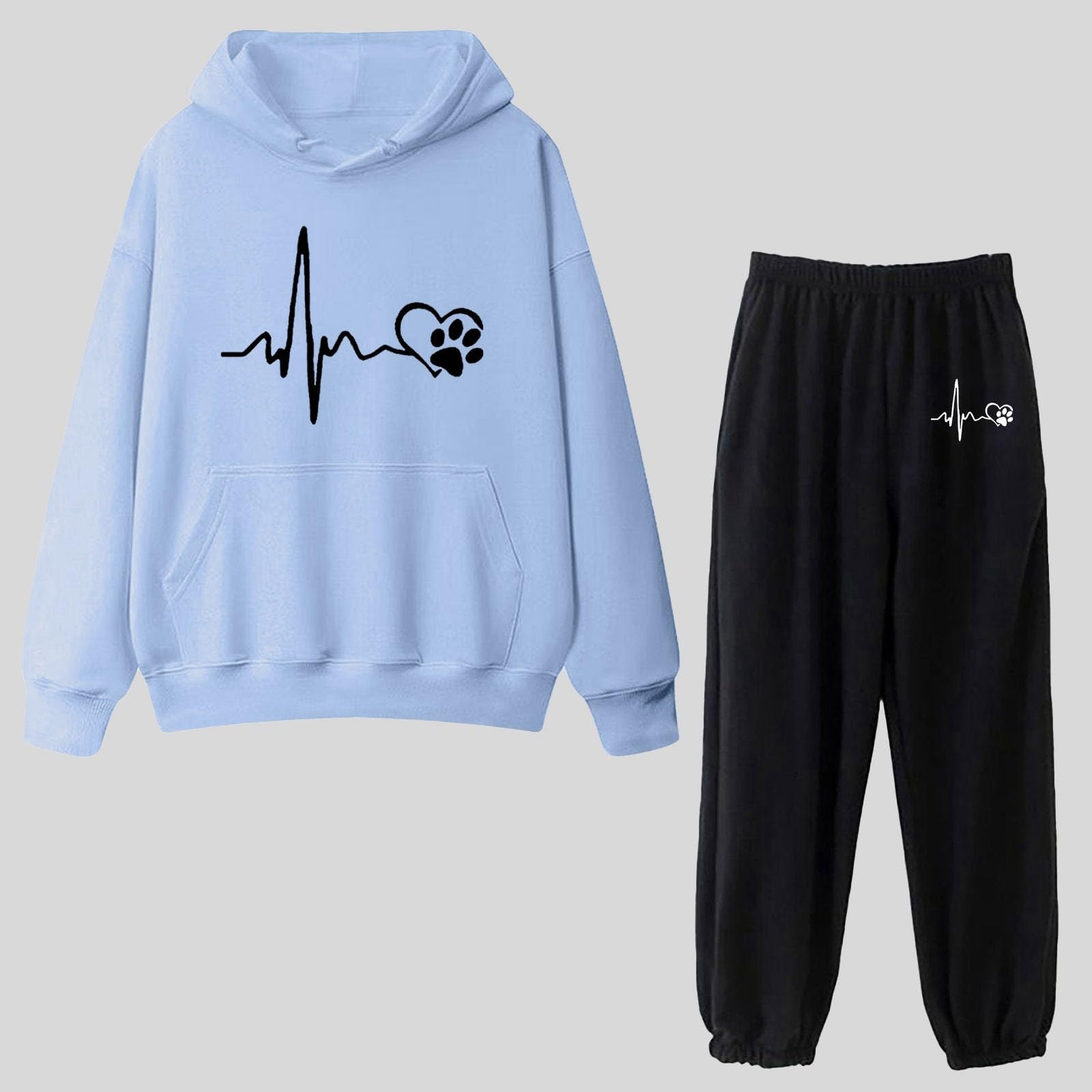 Women's Printed Hooded Lounge Sets - 2 Piece Sweatsuit Tracksuit for Workout, Jogging & Relaxing | Soft Loungewear for Home, Gym & Outdoor Activities