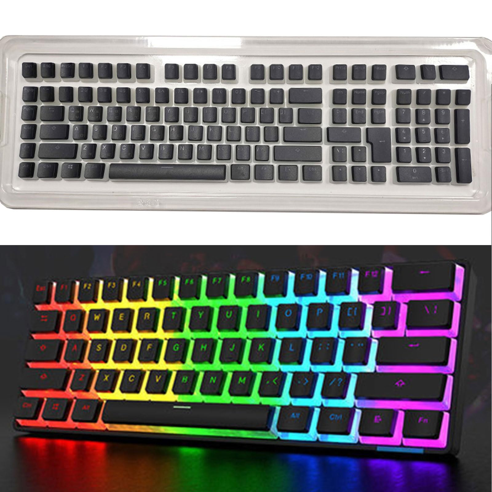 Premium 117-Key Korean & Russian PBT Doubleshot Pudding Keycaps - Backlit Mechanical Keyboard Keycap Set for Gaming & Typing - Compatible with Cherry MX & Other Switches - Perfect for Esports, Office & Custom Builds