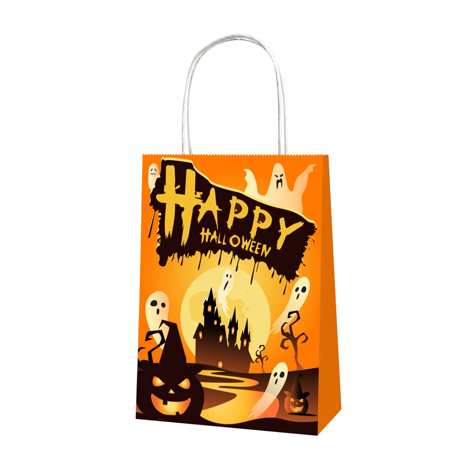Halloween Pumpkin Candy Bags - 12 Pack Paper Gift Bags for Trick or Treat, Home Decor & Christmas Tree Ornaments | Perfect for Halloween Parties, Classroom Treats & Holiday Decorations