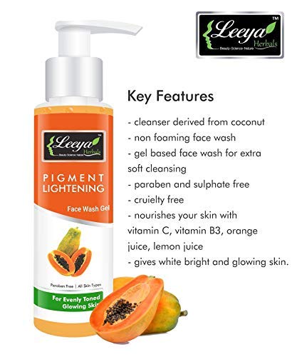 LEEYA Papaya & Fenugreek Face Wash Gel - 100gm | Blemish Lightening, Brightening, Pigmentation Treatment | Paraben-Free | For Glowing, Even-Toned Skin | Perfect for Daily Skincare Routine