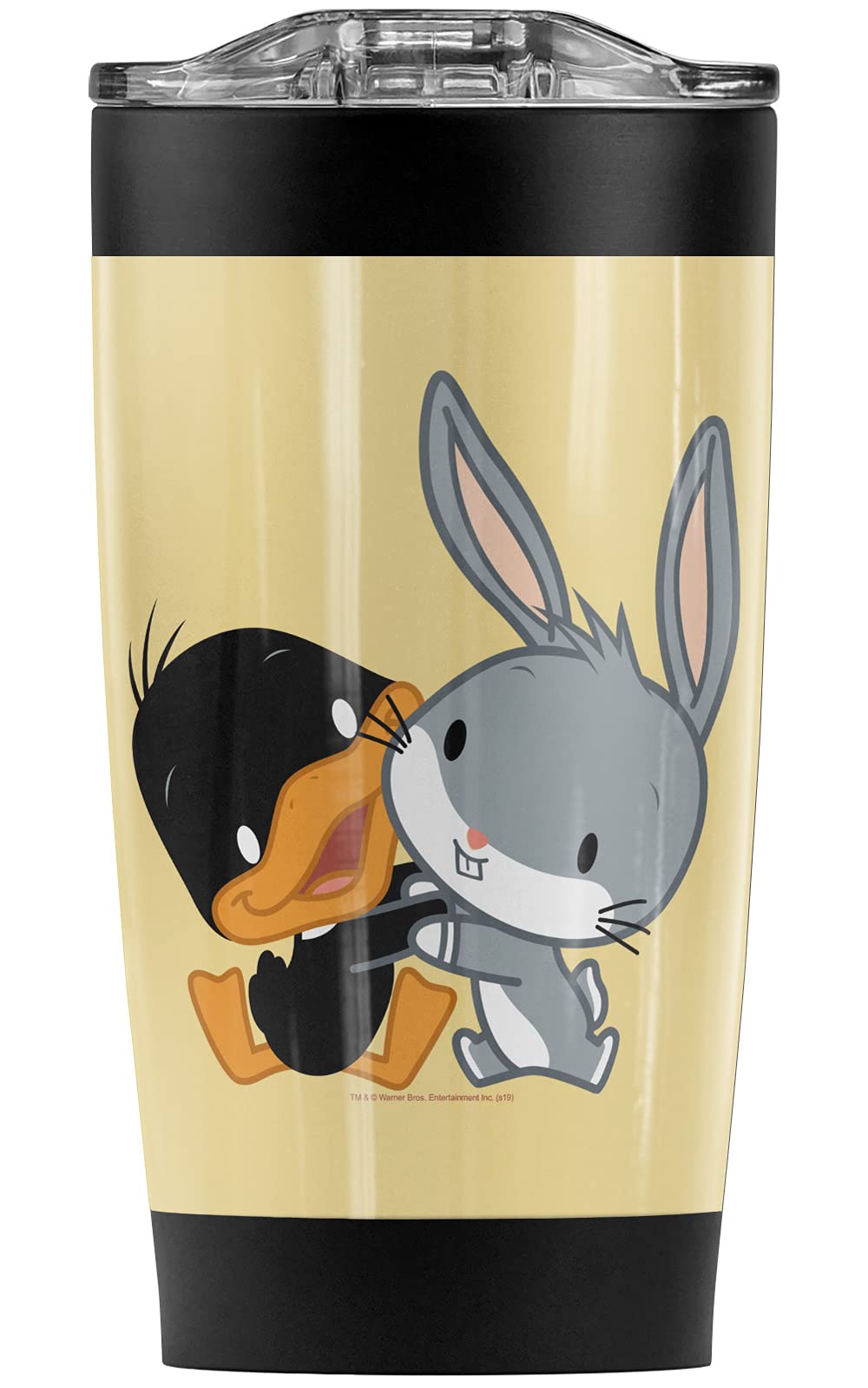 Looney Tunes Bugs Bunny and Daffy Duck Chibi Stainless Steel Tumbler 20oz - Vacuum Insulated Double Wall Coffee Travel Mug with Leakproof Sliding Lid - Keeps Hot & Cold for Hours - Perfect for Office, Commuting, Camping and Outdoor Activities