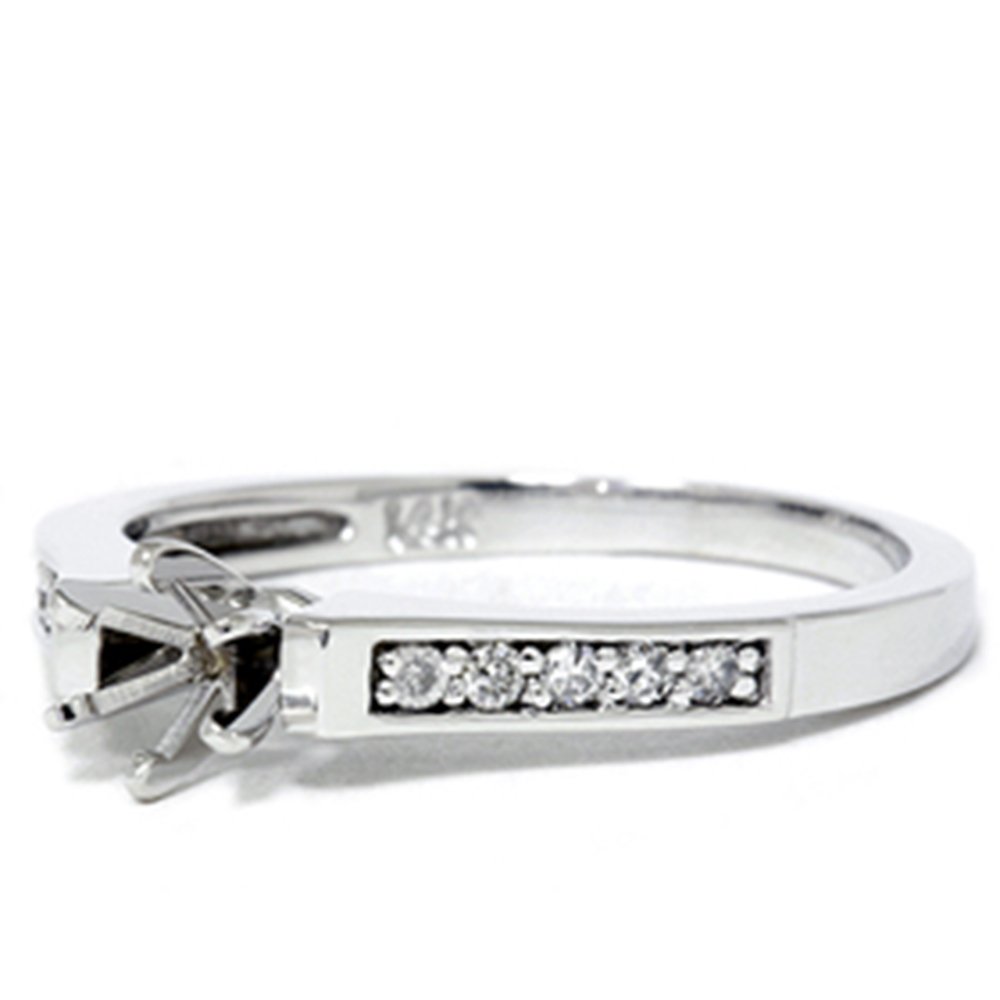 Diamond Engagement Semi Mount Ring Setting in 14K White Gold - Perfect for Proposals, Weddings & Anniversaries