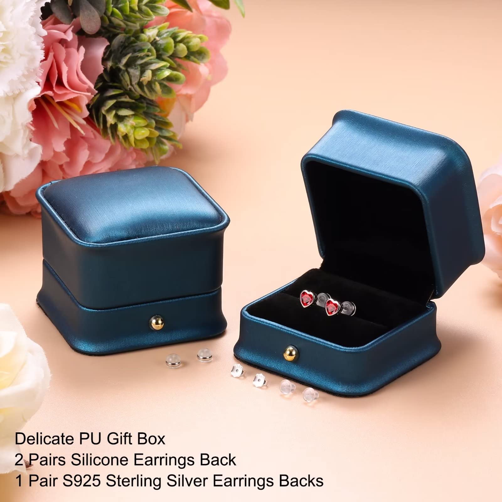Valentine's Day Gifts for Her - S925 Sterling Silver Heart Birthstone Stud Earrings for Women, Anniversary & Romantic Gifts | Perfect for Valentine's Day, Anniversary, Birthday & Special Occasions