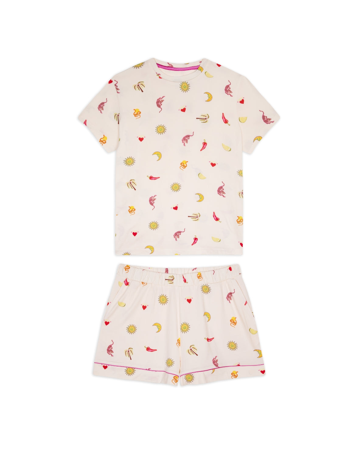 Desert Icons Print Short Pajama Set - Soft Cotton Sleepwear for Women - Perfect for Summer Nights & Lounge Wear