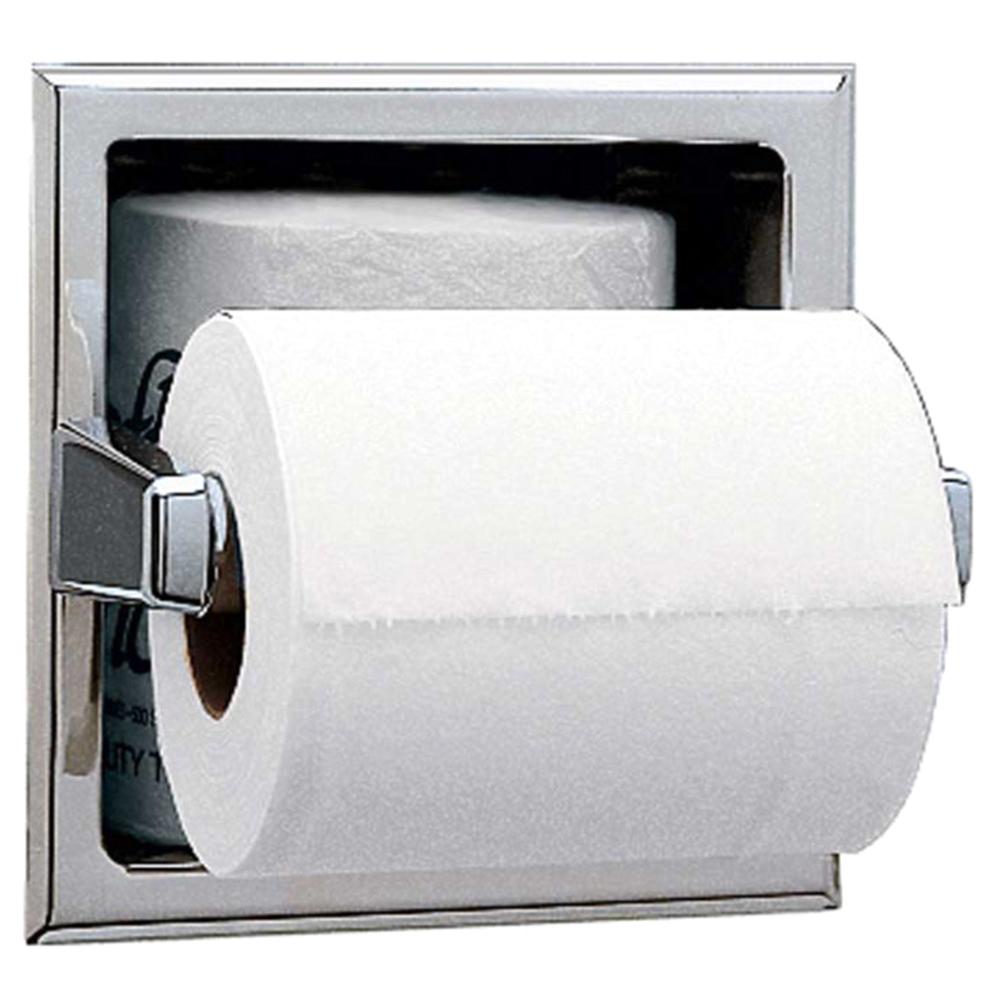 Bobrick B6637 Recessed Toilet Paper Dispenser with Extra Roll Storage - Satin Finish | Ideal for Commercial Restrooms, Offices, and Public Washrooms