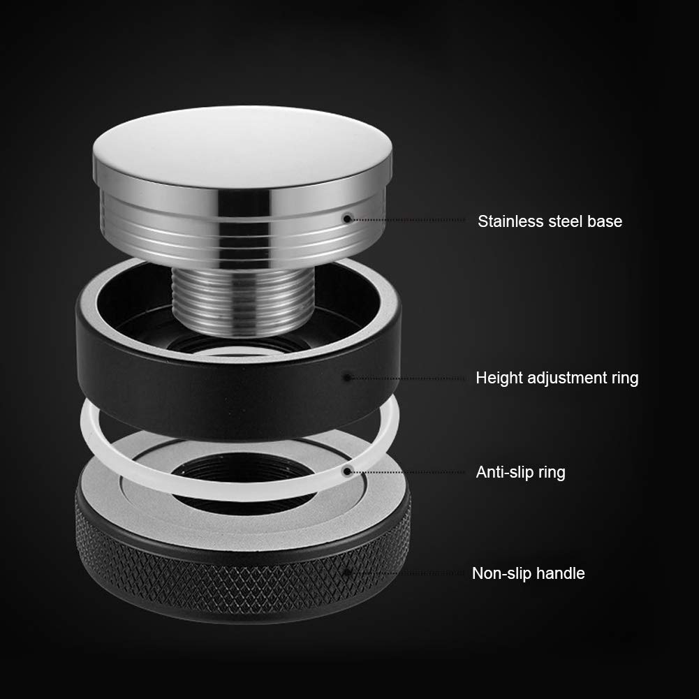 Stainless Steel Height Adjustable Coffee Distributor - 58mm Non-Slip Base for Espresso Tamping | Perfect for Home Baristas, Coffee Shops & Office Use | Essential Espresso Accessory for Professional Coffee Making