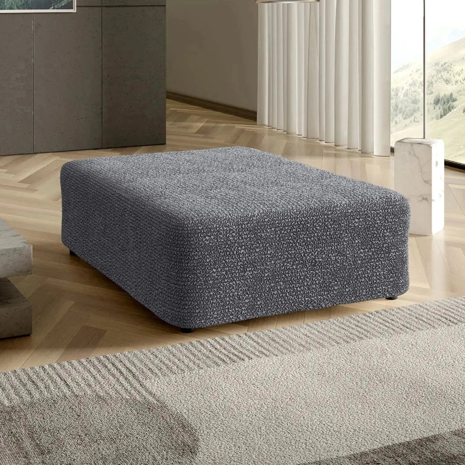 Large Ottoman Slipcover - Microfiber Collection for Living Room, Bedroom & Home Decor | Washable & Durable Furniture Cover