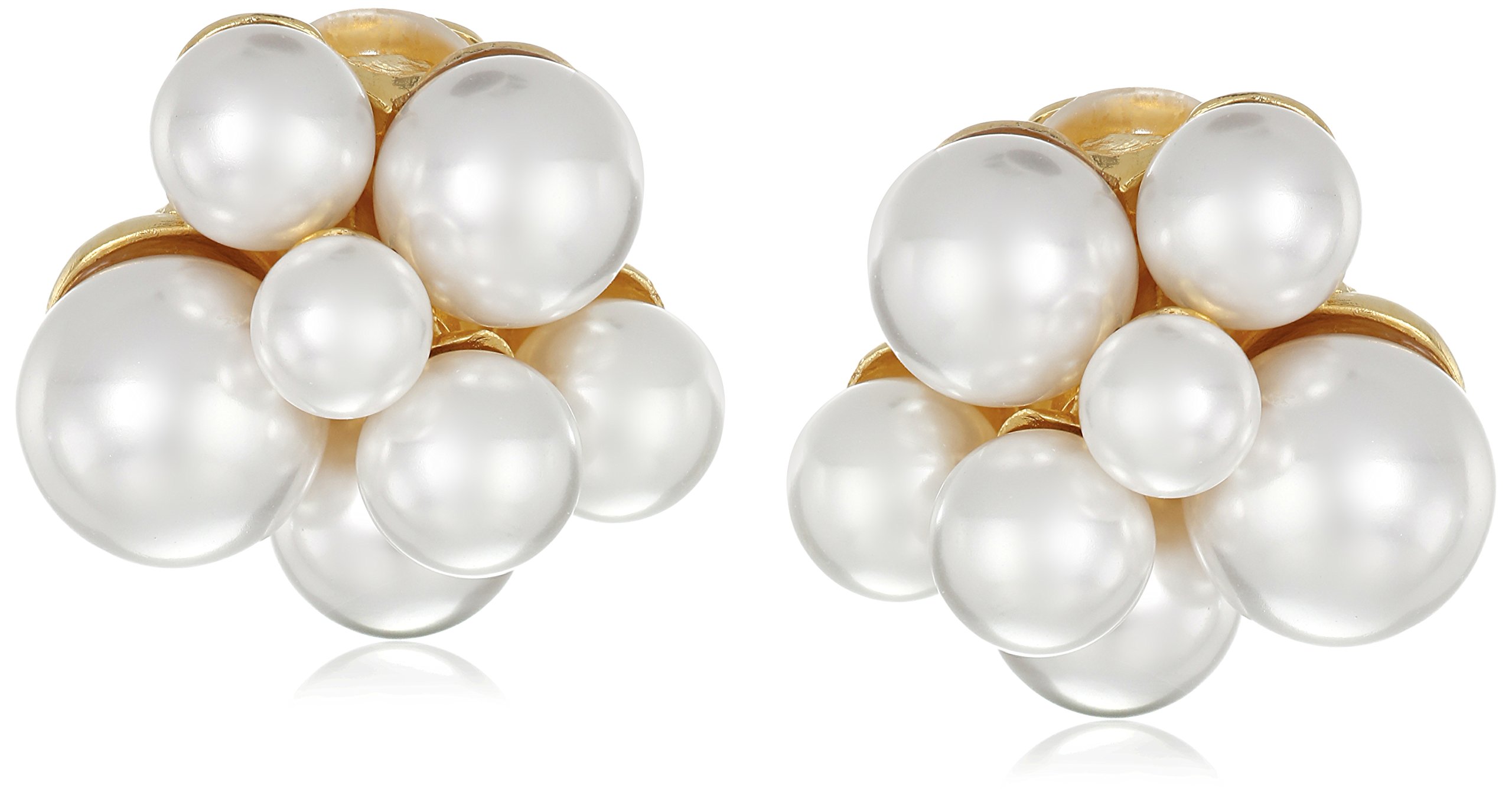 Kenneth Jay Lane Polished Gold Pearl Cluster Clip-On Earrings for Women – Elegant Vintage Style Jewelry for Parties, Weddings & Special Occasions