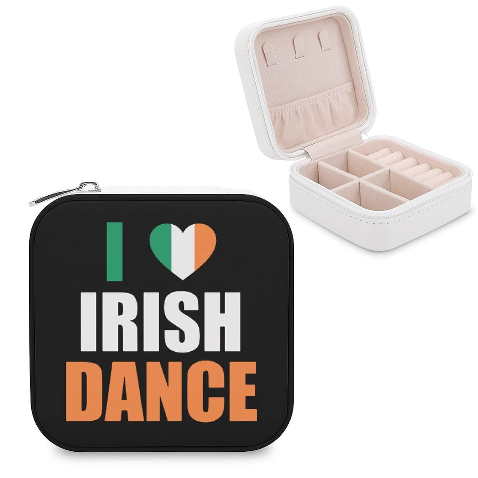 FunnyStar I Love Irish Dance Women's Travel Jewelry Box Organizer - PU Leather Jewelry Display Case with Storage Compartments | Perfect for Travel, Home Decor & Gift Giving