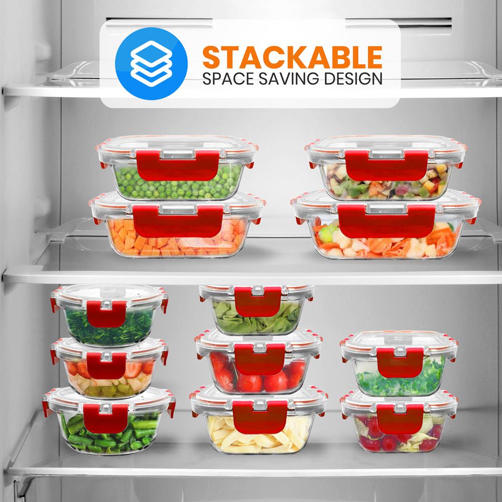 Premium High Borosilicate Glass Food Storage Containers - Airtight, Microwave & Oven Safe - Ideal for Meal Prep, Leftovers & Kitchen Organization