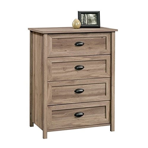 Pemberly Row 4-Drawer Chest in Salt Oak - Stylish Wooden Dresser for Bedroom Storage & Organization
